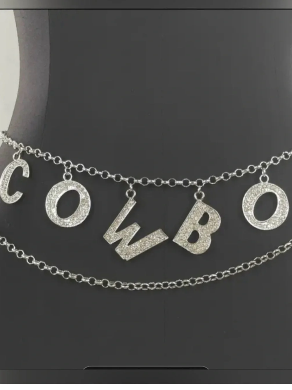 Cowboy rhinestone Lettering belt- silver